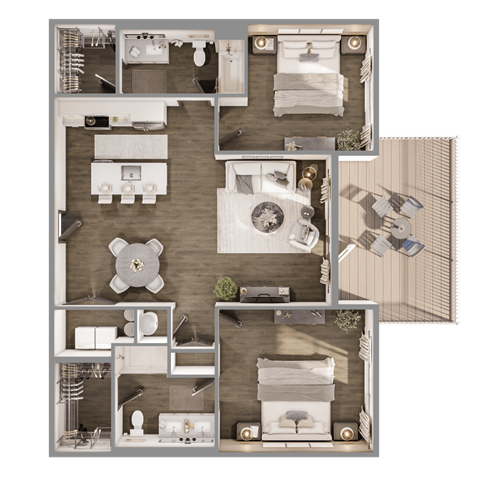 Ivy floorplan at The Leo Myrtle Beach, Myrtle Beach, South Carolina.